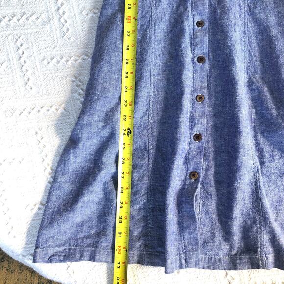 Anne Klein Linen Blend Button Front Collared Shirt Dress Blue 6 Coastal Preppy - Picture 9 of 10